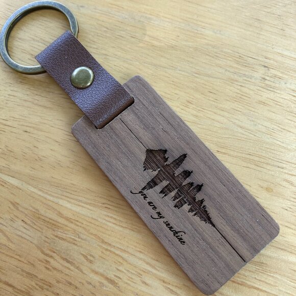 You Are My Sunshine Soundwave Wooden Keychain - Picture 1 of 4